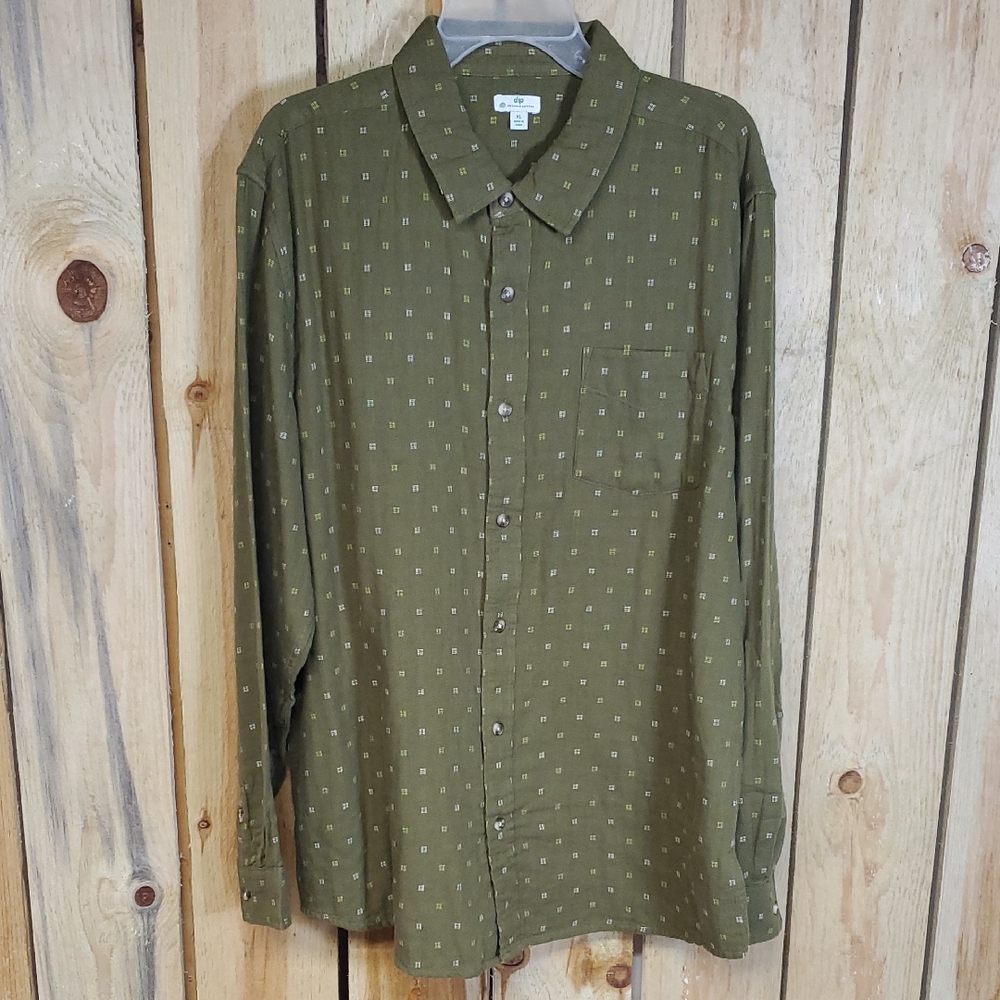 Mens Dip Long Sleeve Shirt Size XL Organic Cotton Office Casual